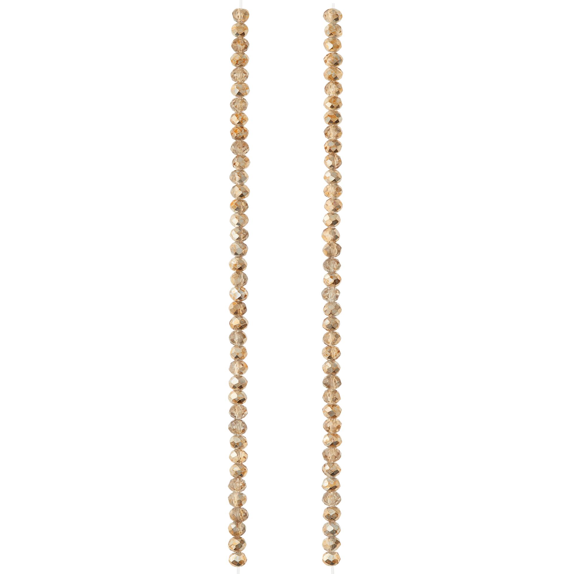 Amber Small Glass Faceted Rondel Beads, 3mm by Bead Landing™